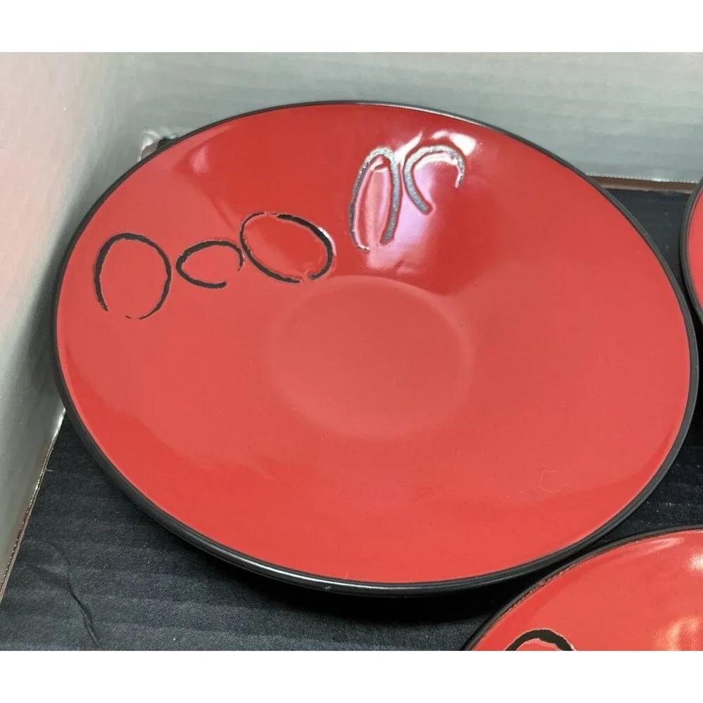 FLIRT By R&B Ritzenhoff Breker 8.5” Salad Soup Bowl Red & Black Abstract Print